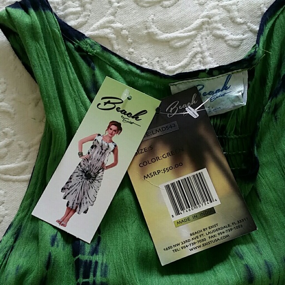 Green ombre tie-dye summer sleeveless dress - Picture 4 of 5