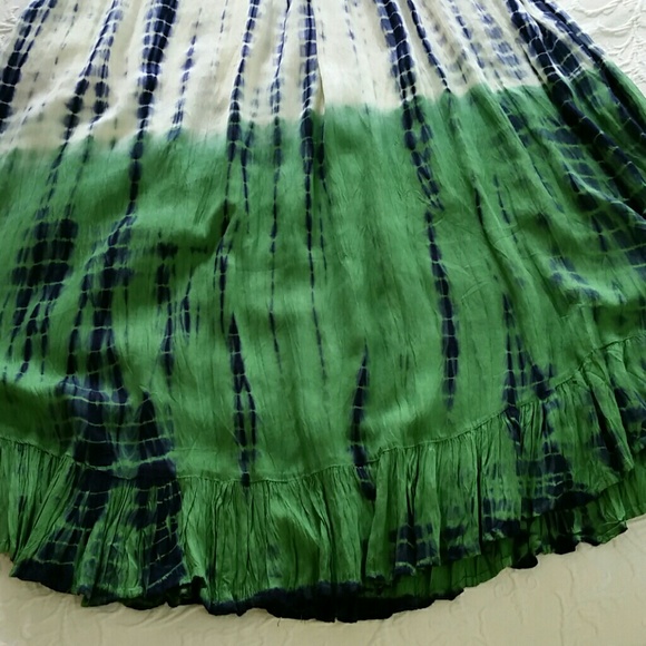 Green ombre tie-dye summer sleeveless dress - Picture 5 of 5