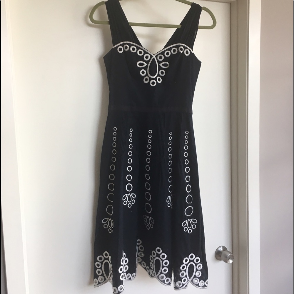 Anthropologie Navy Dress with White Eyelet Details