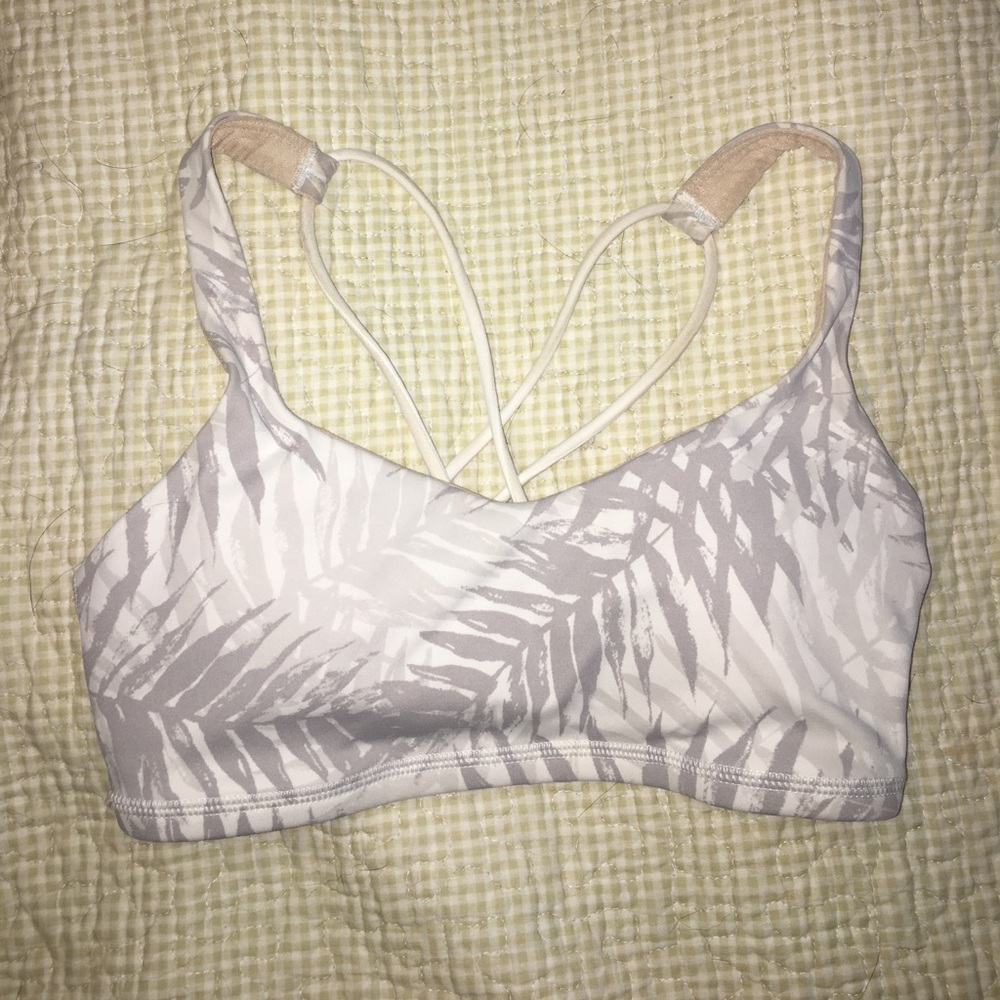 White and grey lululemon sports bra