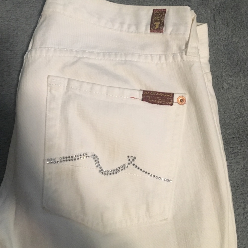 White seven for all mankind jeans, crystal pockets