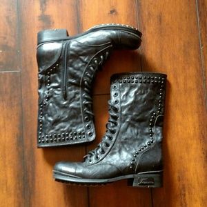 Jump Hegel Black Stud Combat Boots Goth 6