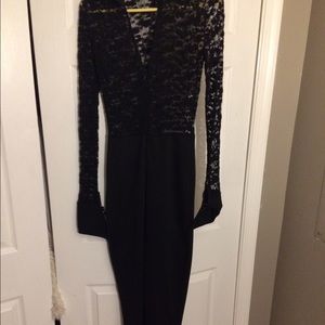 Long sleeve sexy stretchy jumpsuit/w laced top
