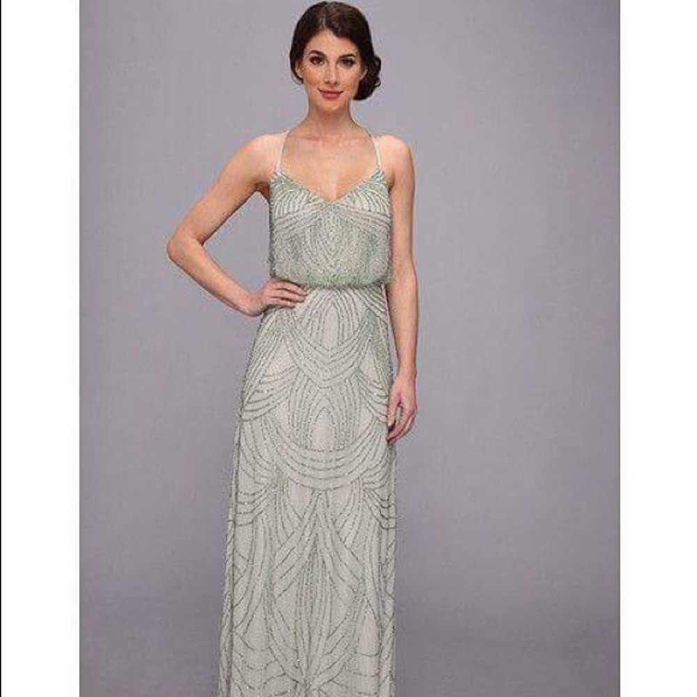 Adrianna Papell Mist Green Beaded Blouson