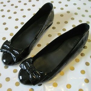 J. Crew Black Patent Leather Bow Flats