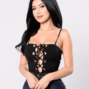 Black Lace up Bodysuit