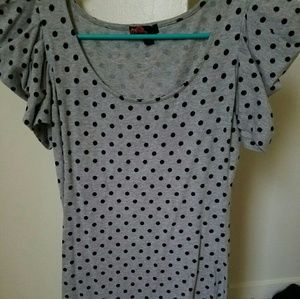 Gray Polka-dot Fitted Mini Dress Small/Petite NWOT