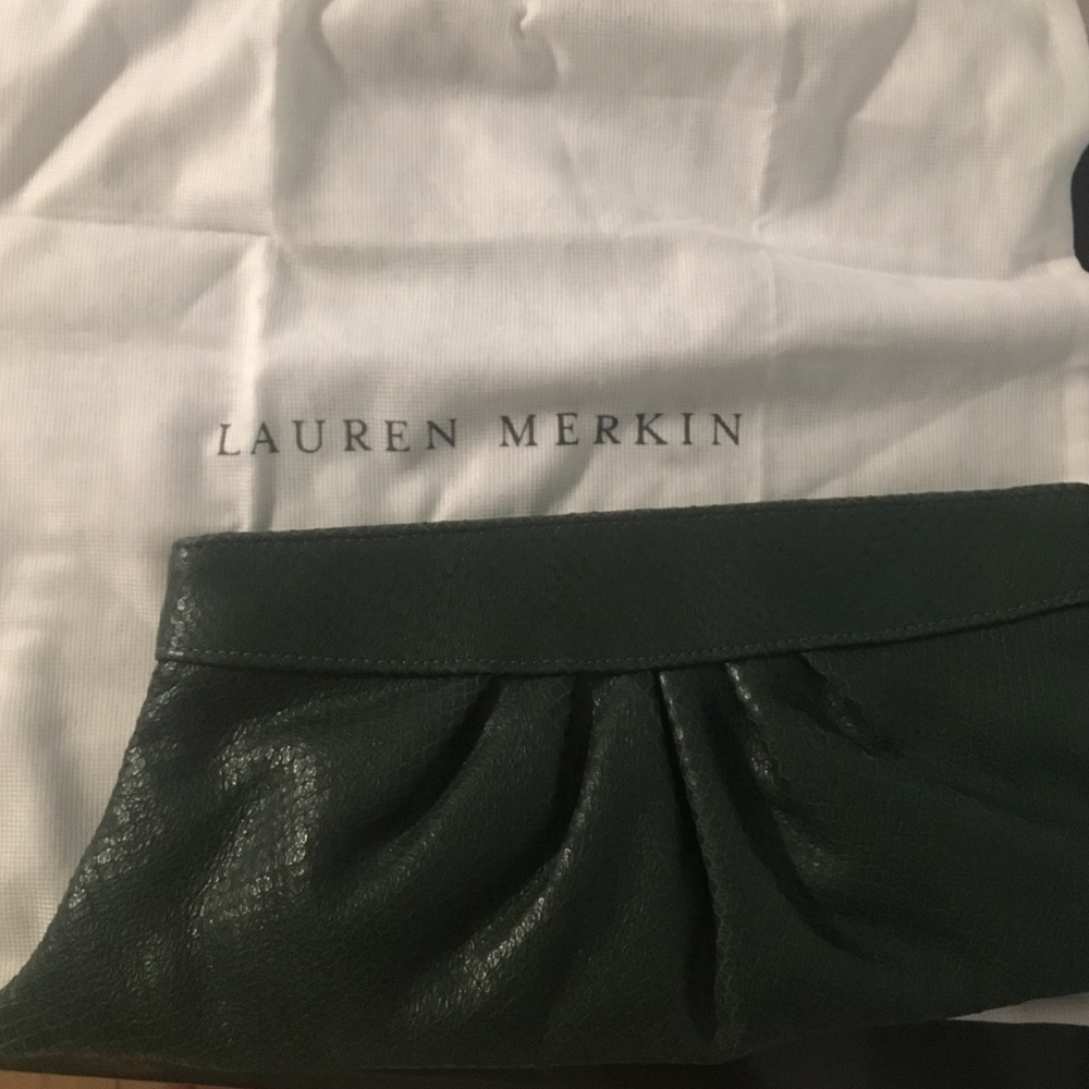 Lauren Merkin green leather clutch