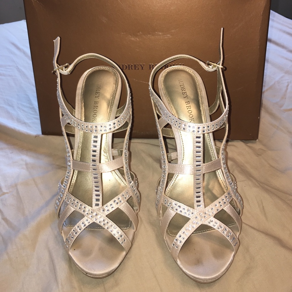 Audrey Brooke Formal Heels Silver Jeweled