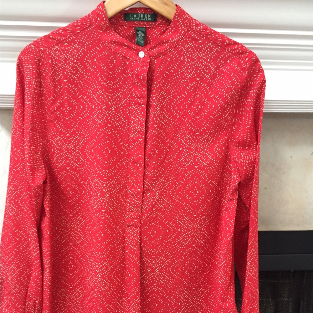 Ralph Lauren red silky/polyester long shirt