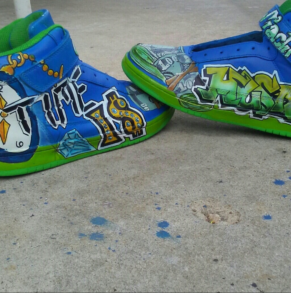 Size 12 custom airbrushed shoes