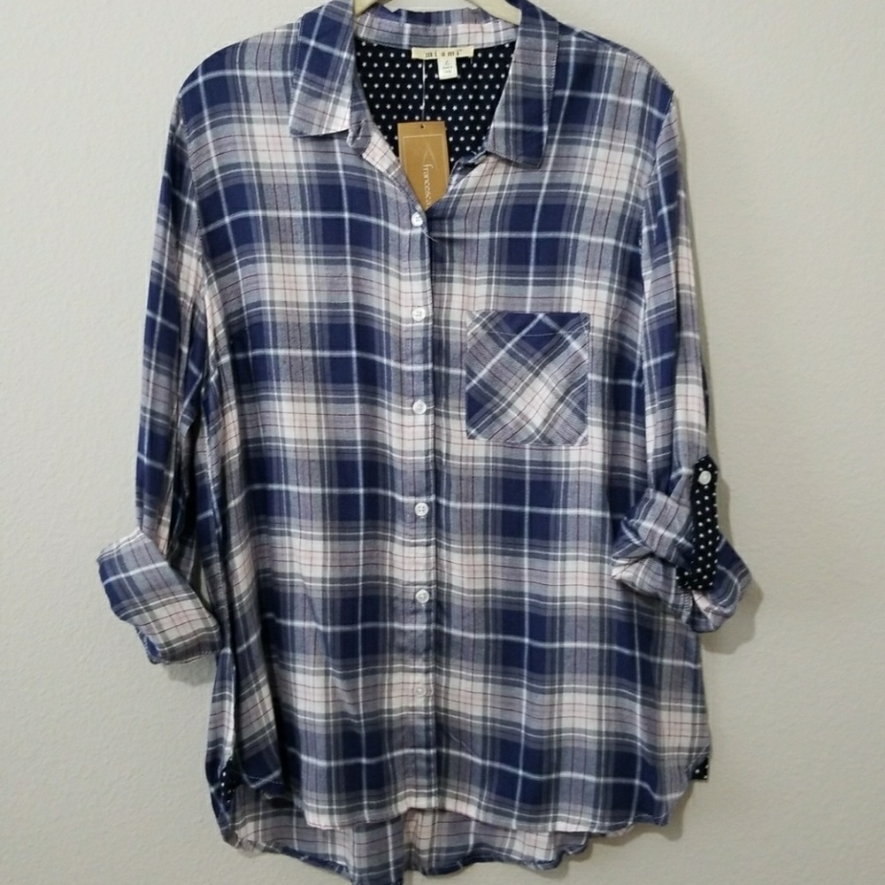 Plaid button down top