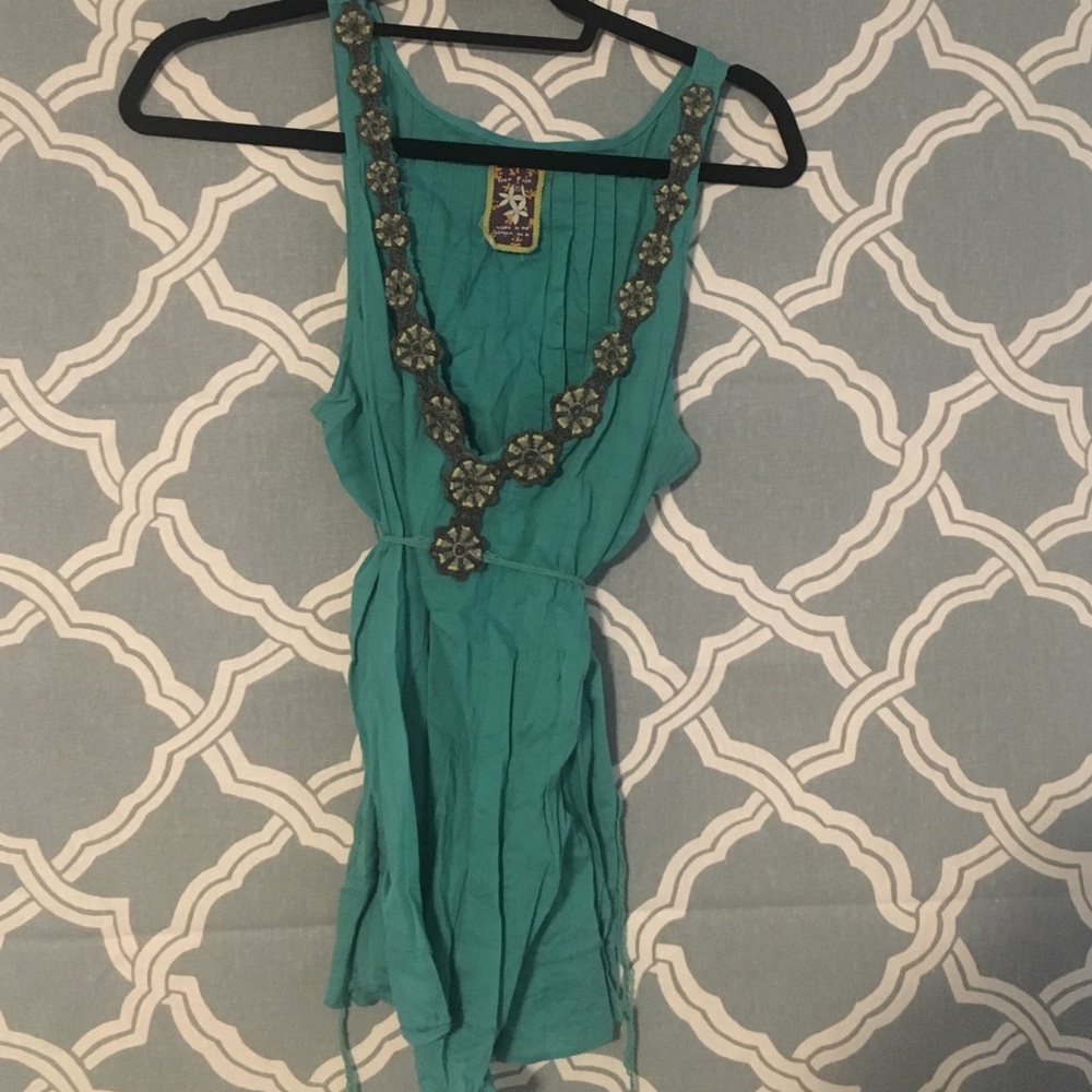 Free people pleated top with embroidery