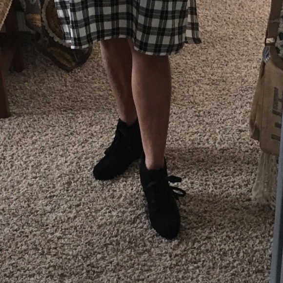 Black suede wedge healed booties - Picture 6 of 6