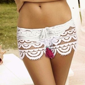 PilyQ Lexi embroidered-lace coverup shorts