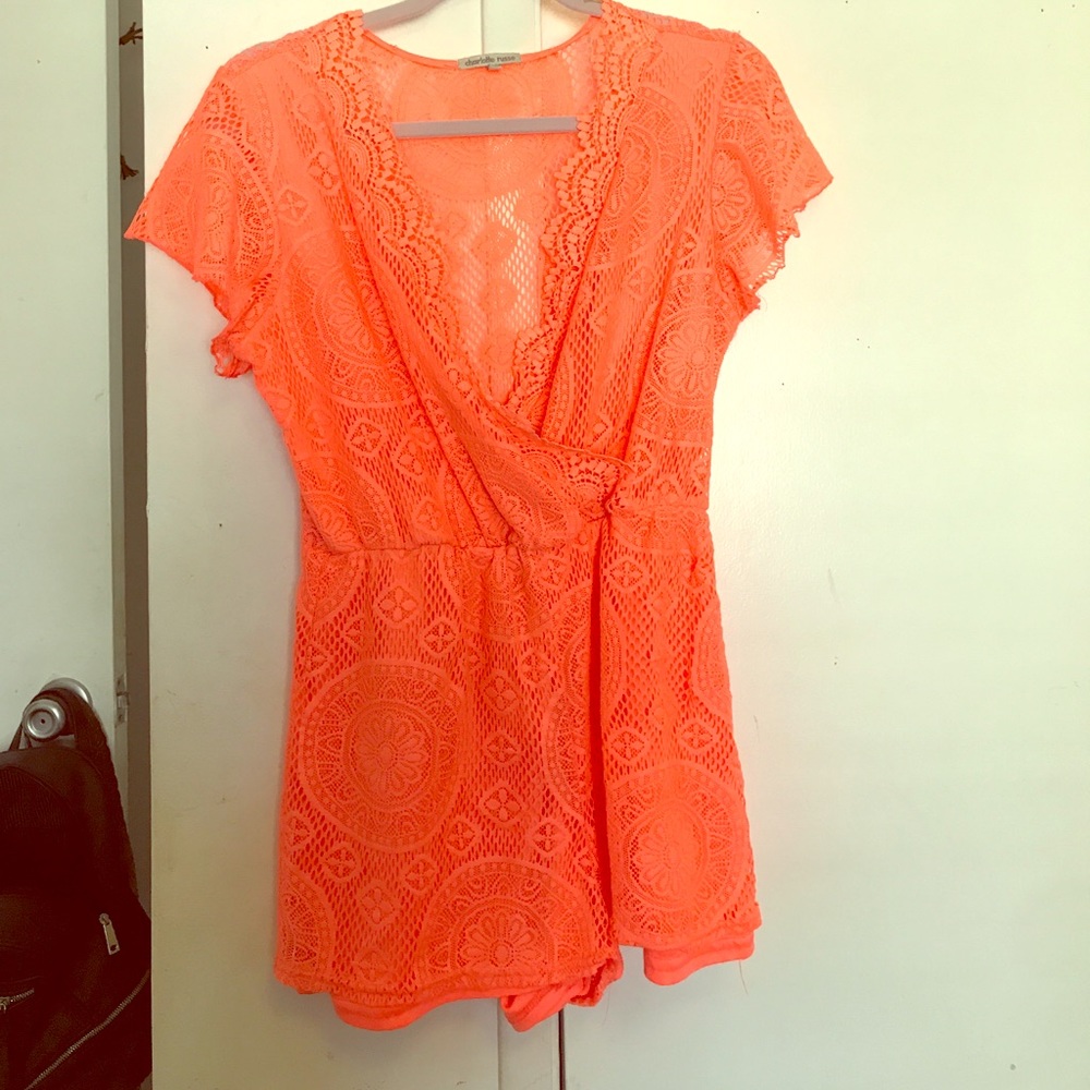 Neon orange romper