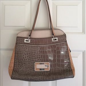 GUESS FAUX SNAKESKIN TOP HANDLE BAG