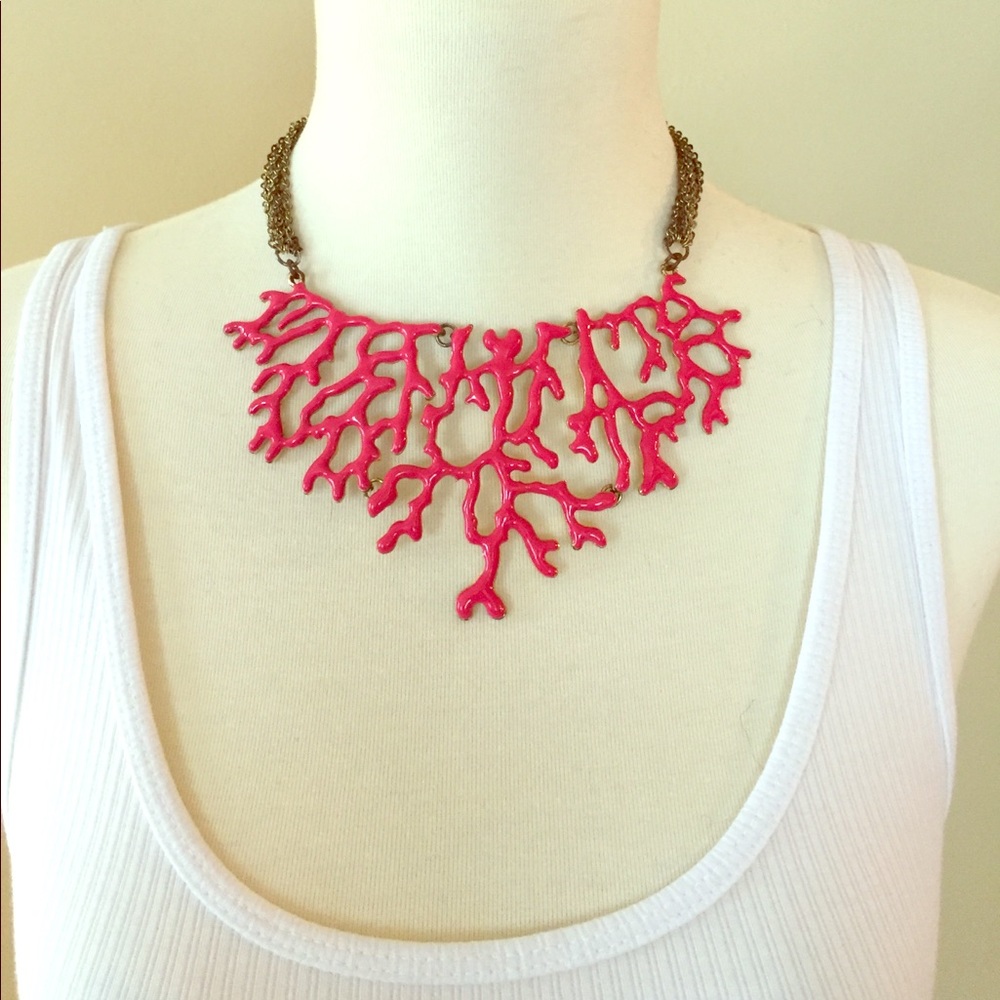 Pink Coral Branch Necklace