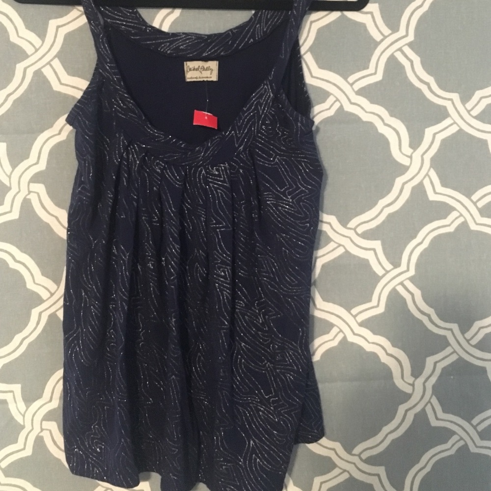 Rachel Pally navy blue top with silver details