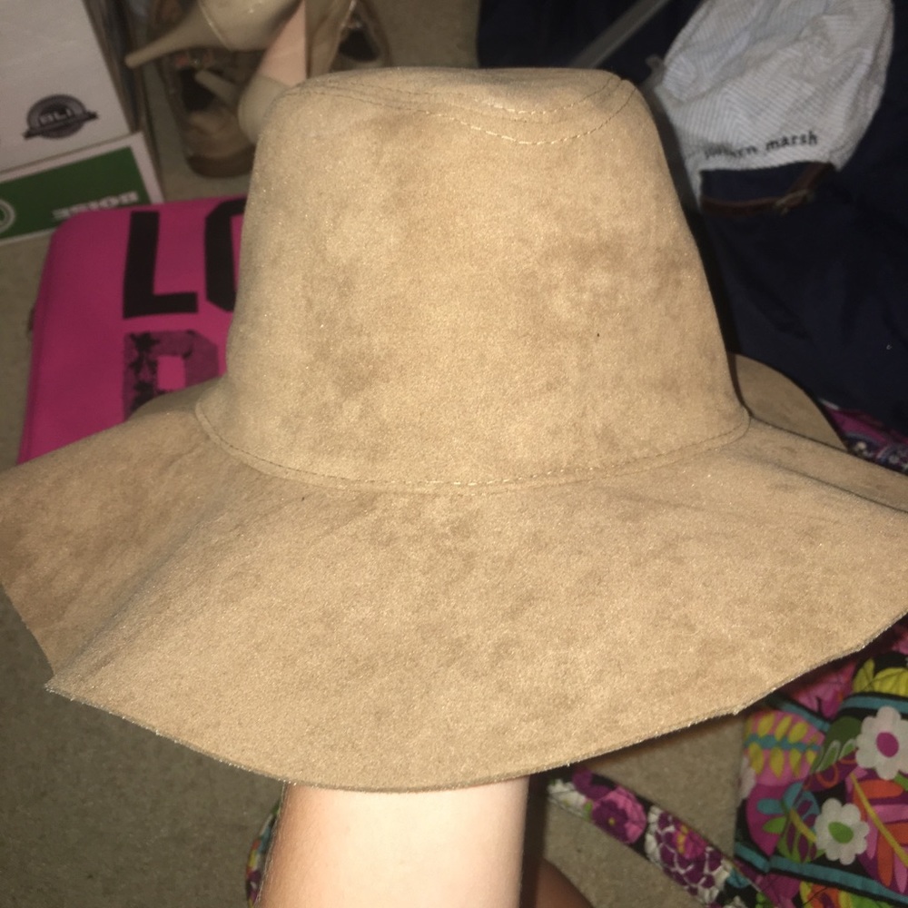Brown suede floppy hat
