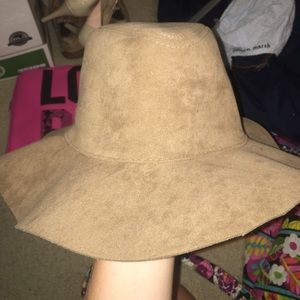 Brown suede floppy hat