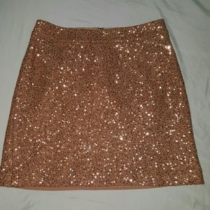 Ann Taylor LOFT gold sparkly sequin  skirt