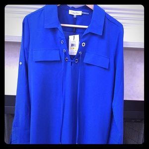 Calvin Klein long sleeved silky/polyester blouse