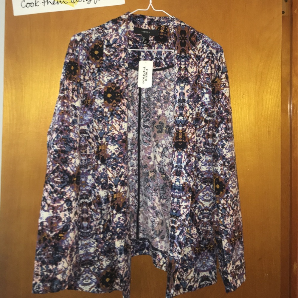 oversized printed cardigan blazer