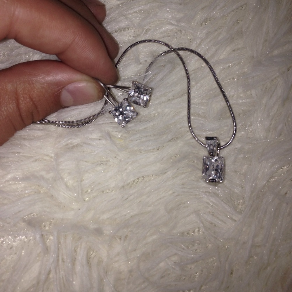 Diamond earring and necklace set