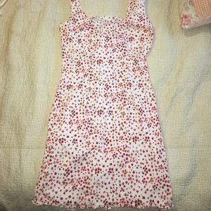 Moda white with red floral pattern dress