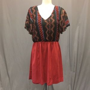 Peppermint Aztec Print Short Sleeve Dress