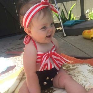 Mommy and Me Nautical Sailor Swimsuit