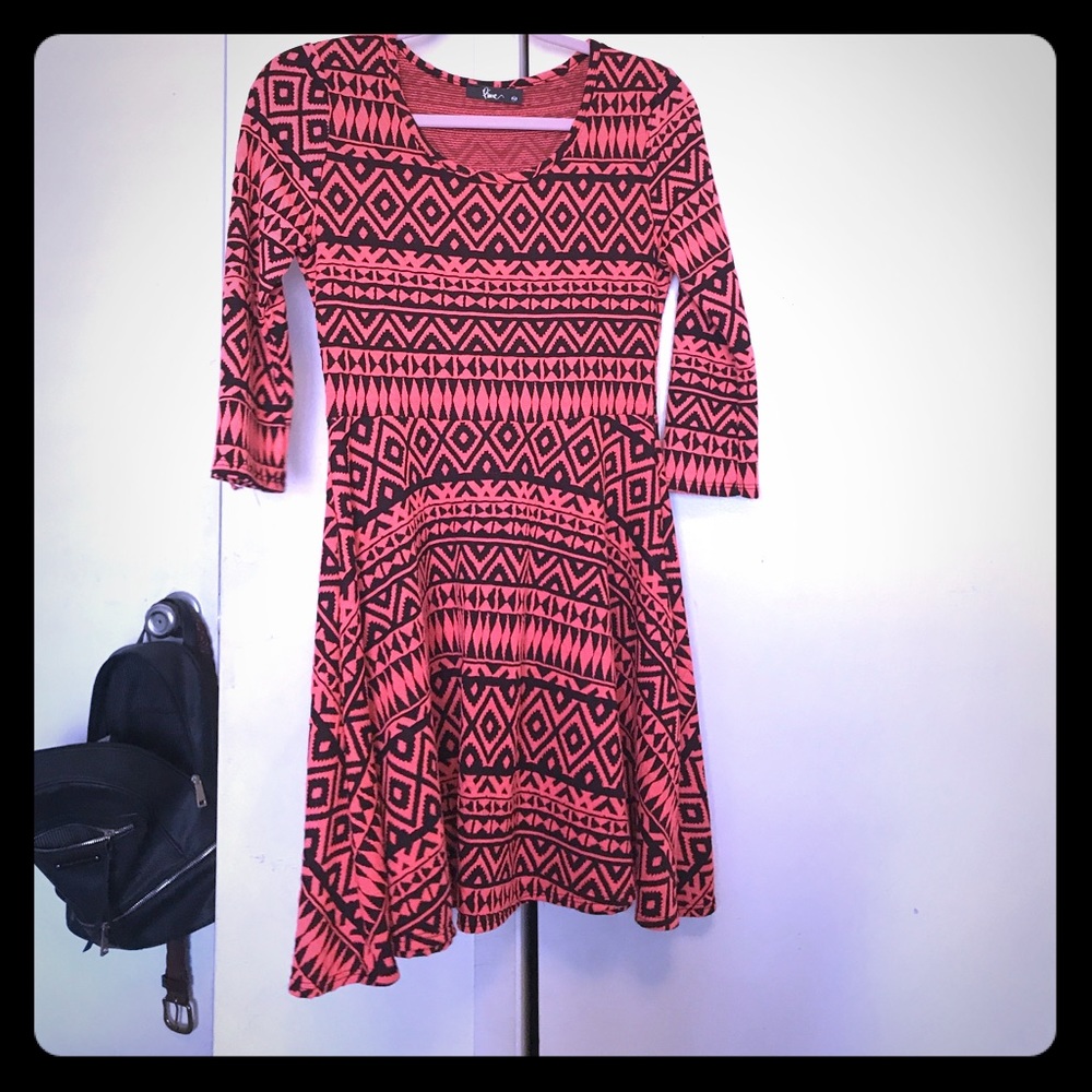 Orange tribal A line dress