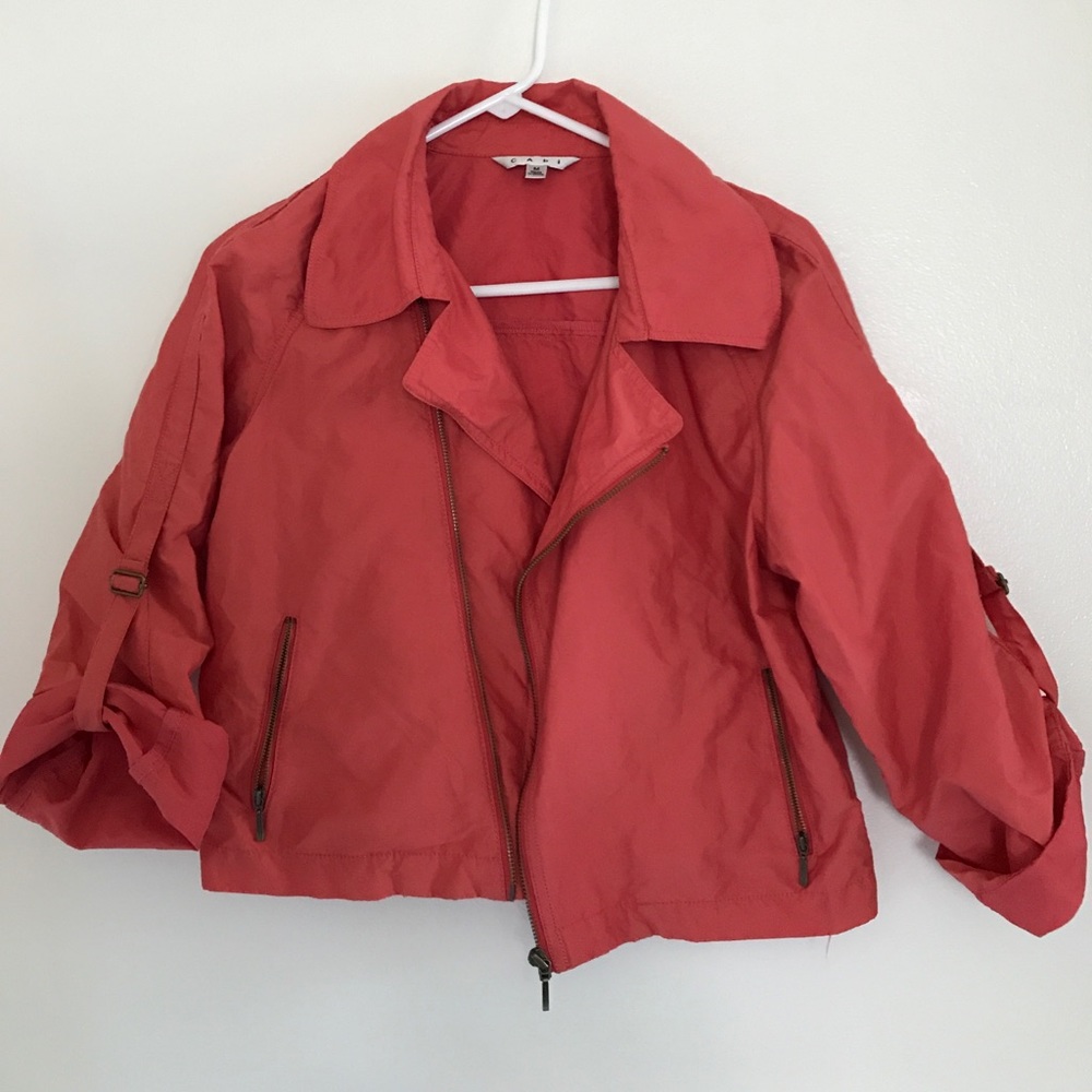 Cropped coral Moto jacket