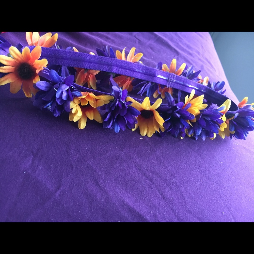 Purple and orange flower crown