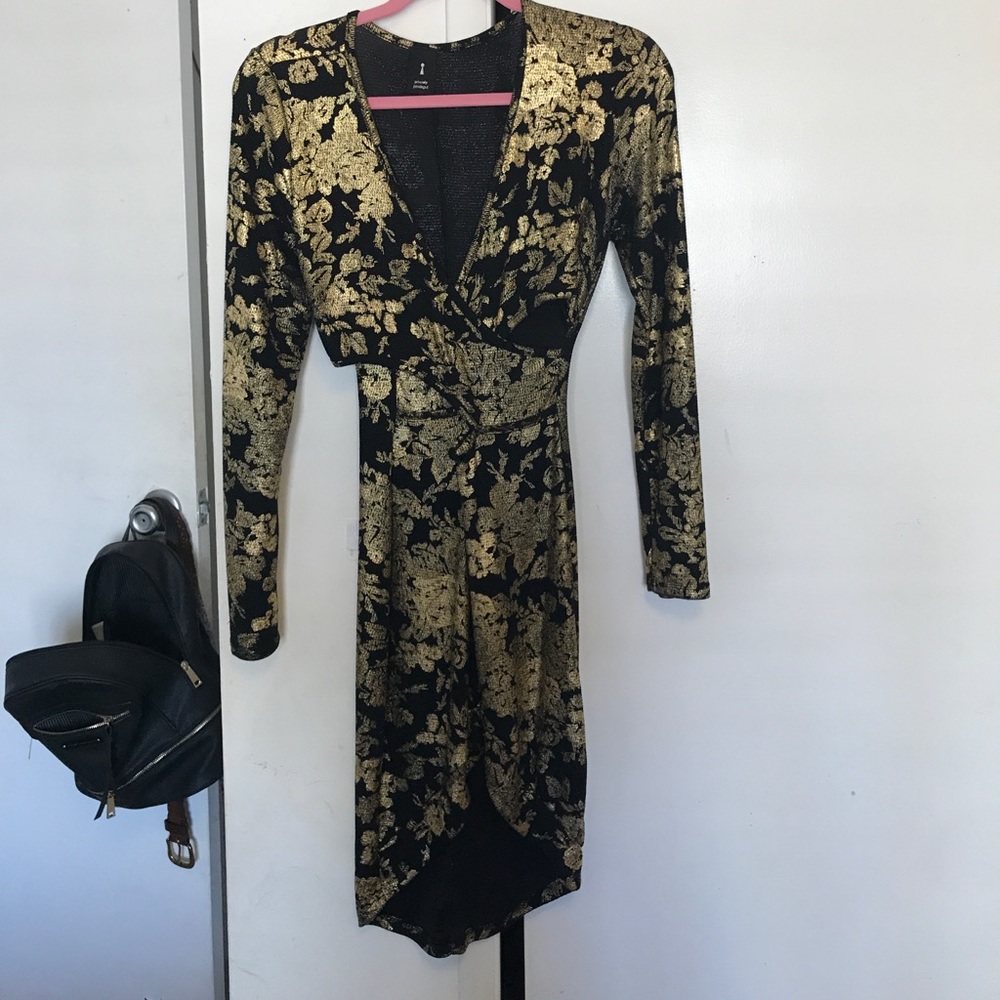 Gold and black cutout dress