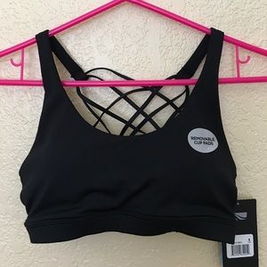 Marika black sports bra with removable cup pads