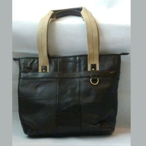 Authentic Brown Leather Coach Tote Bag