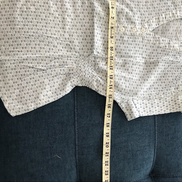 NWOT- 💯% Cotton White Blue Blouse Elastic Waist - Picture 4 of 8