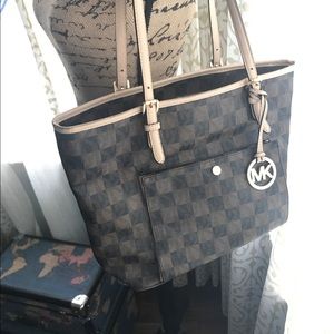 Large brown and tan Michael kors bag