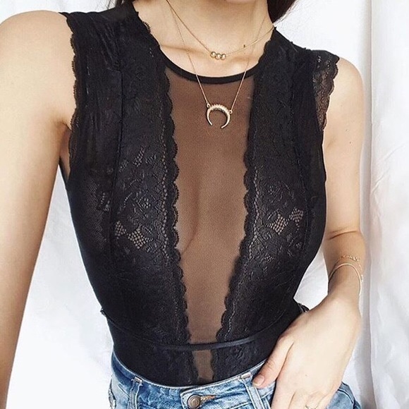 Brandy Melville Other - Brandy Melville Cynthia Black Lace Bodysuit