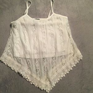 Rue21 Lace Tank / Crop Top White Size Medium