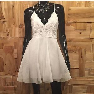 White dress, cross back