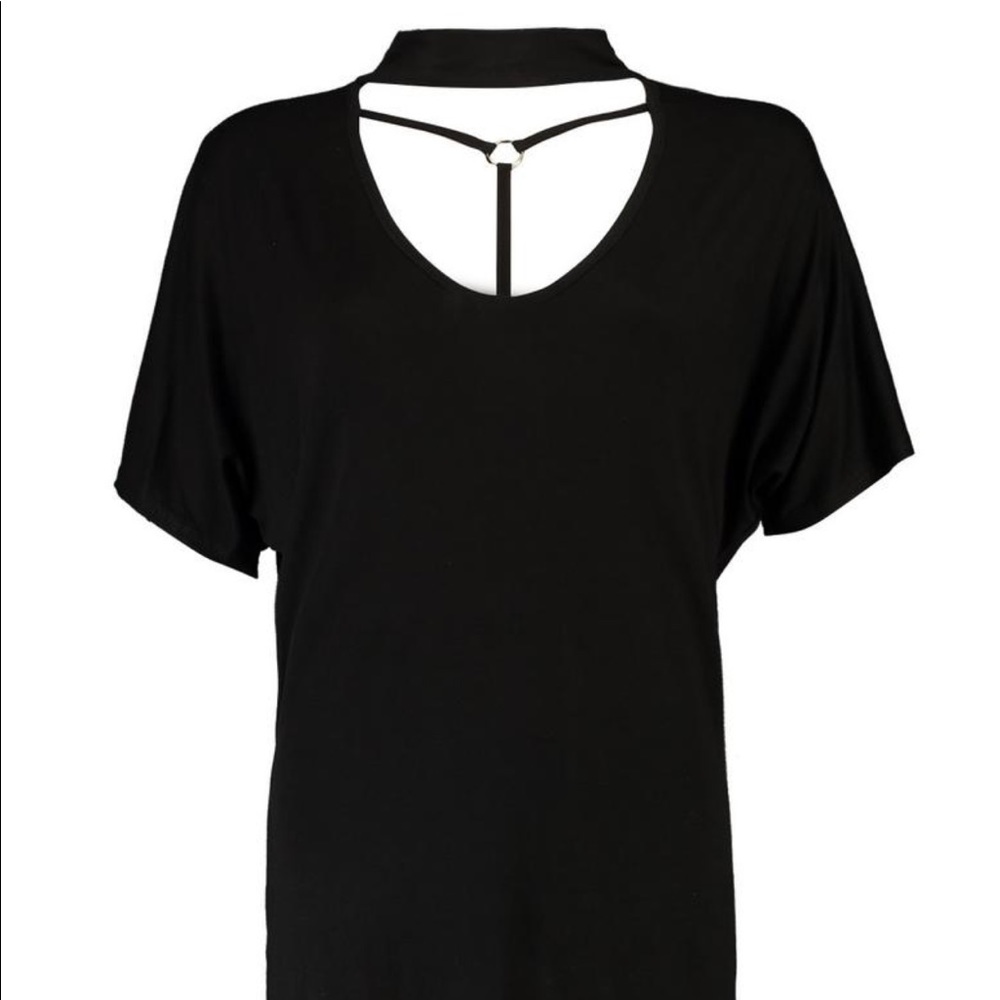 Strappy Choker Neck Oversized T-Shirt