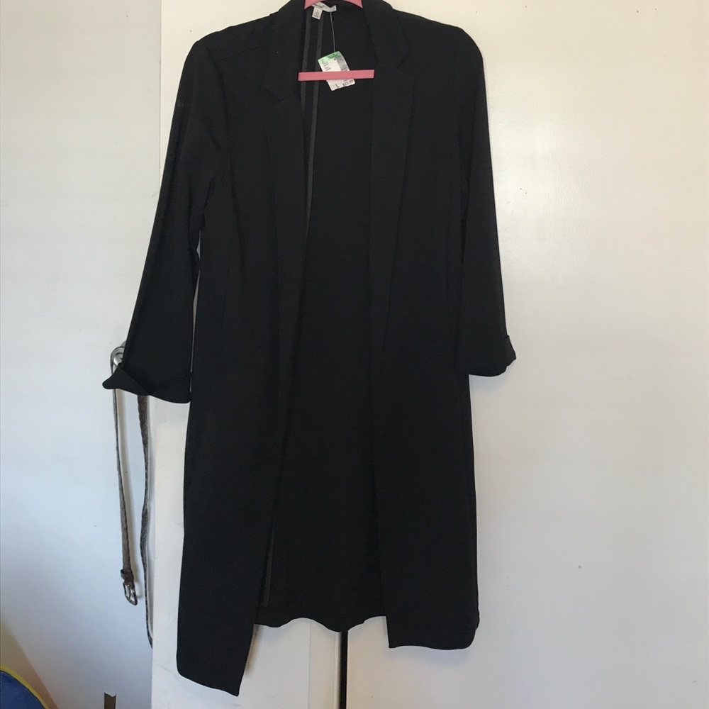 Black open long duster