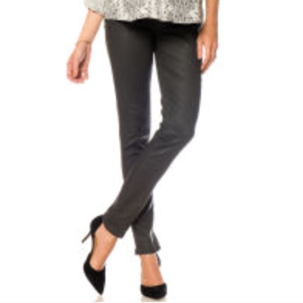 DL1961 grey coated leather maternity jeans pants