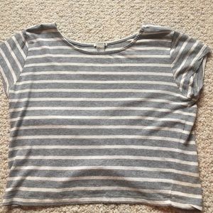 Striped short sleeve crop top