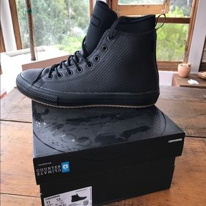 Converse Black hi top perforated leather NEW