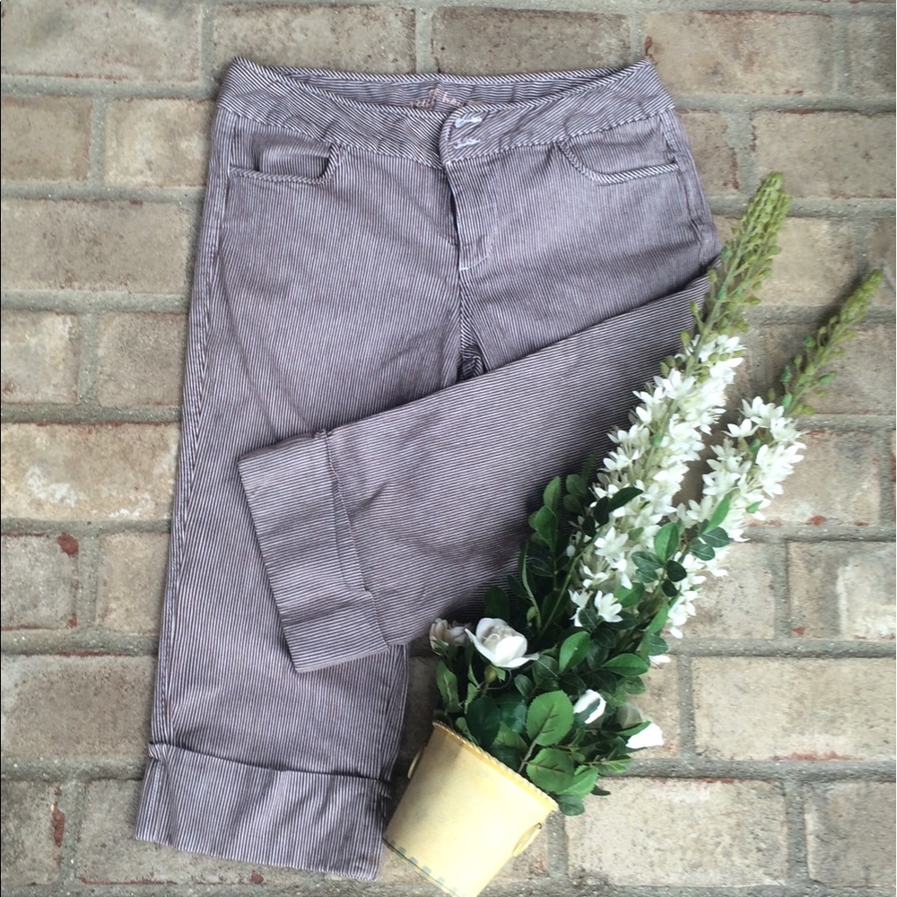 Pinstriped Capris with Wide Cuffs