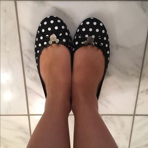 Mickey Mouse Polka Dot Black and White Flats